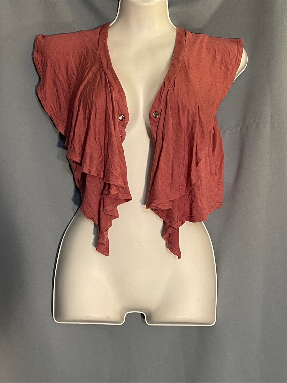 Charlotte Russe Dusty Rose Ruffle Open Front Cropped Cardigan